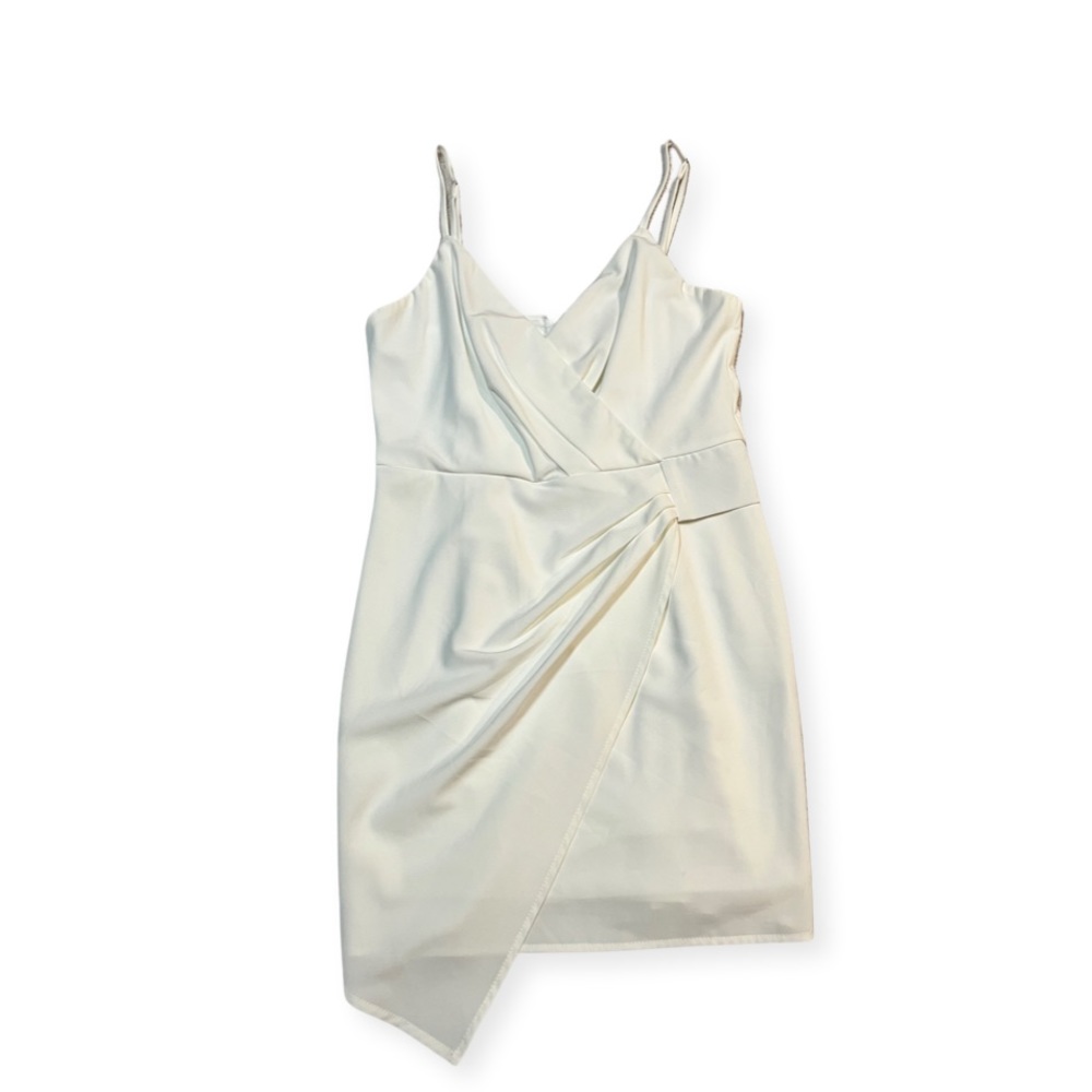 White Bodycon Wrap-Look Dress